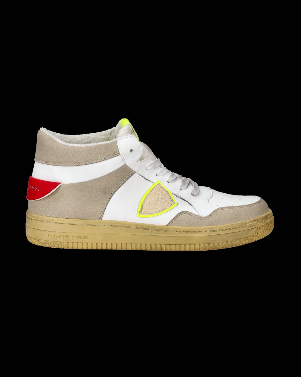 Philippe Model Sneakers Lyon da Uomo Bianche e Gialle in Pelle Riciclata Spedizione Gratuita