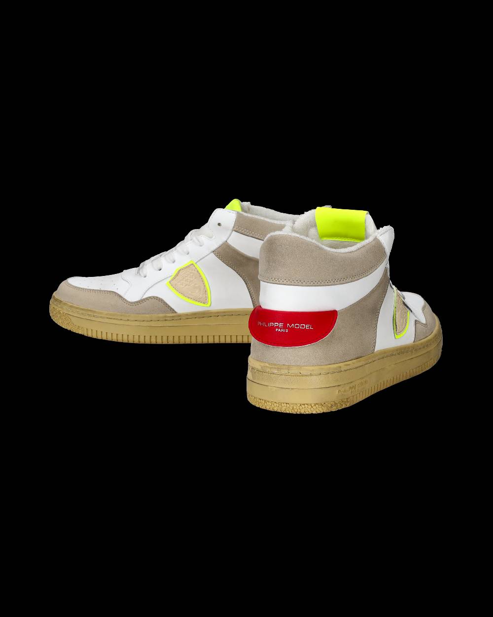 Philippe Model Sneakers Lyon da Uomo Bianche e Gialle in Pelle Riciclata Spedizione Gratuita