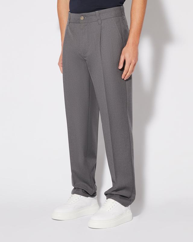 Philippe Model Pantaloni chino Claude da Uomo Grigi in Lana Sottocosto