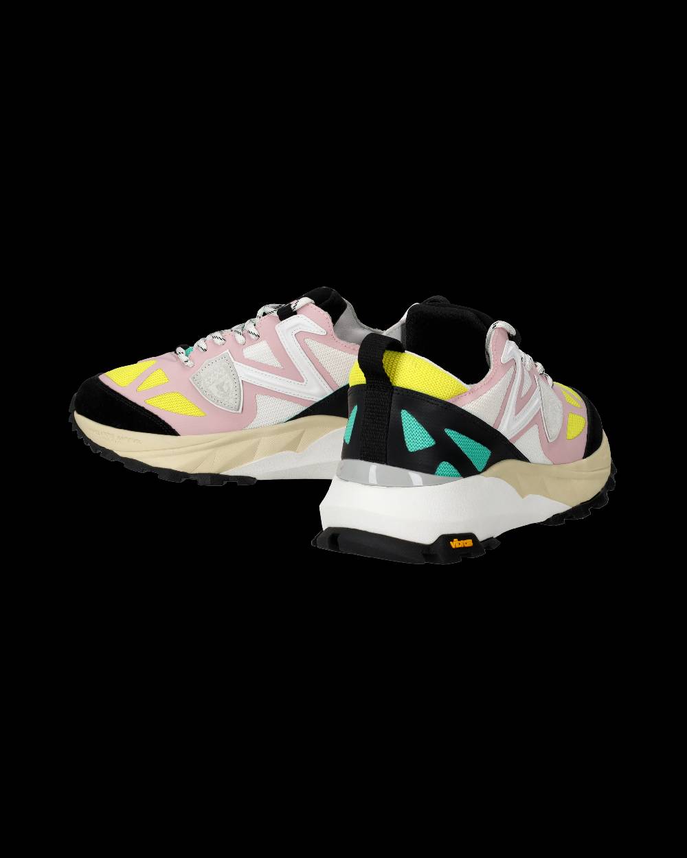 Philippe Model Sneakers Rocx da Donna Rosa e Gialle in Tessuto Tecnico In Saldo