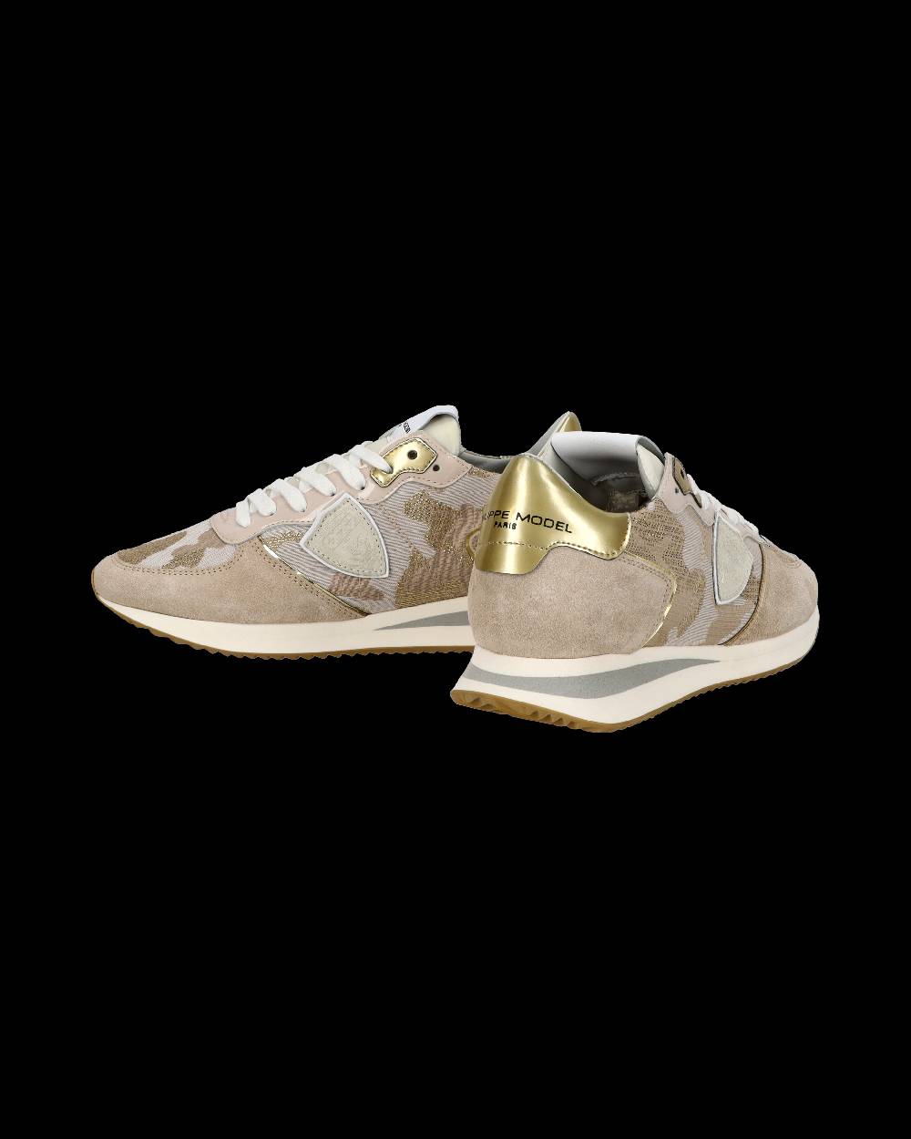 Philippe Model Sneaker casual Trpx da donna in pelle e nylon - Dorato e sabbia Comprare a buon mercato