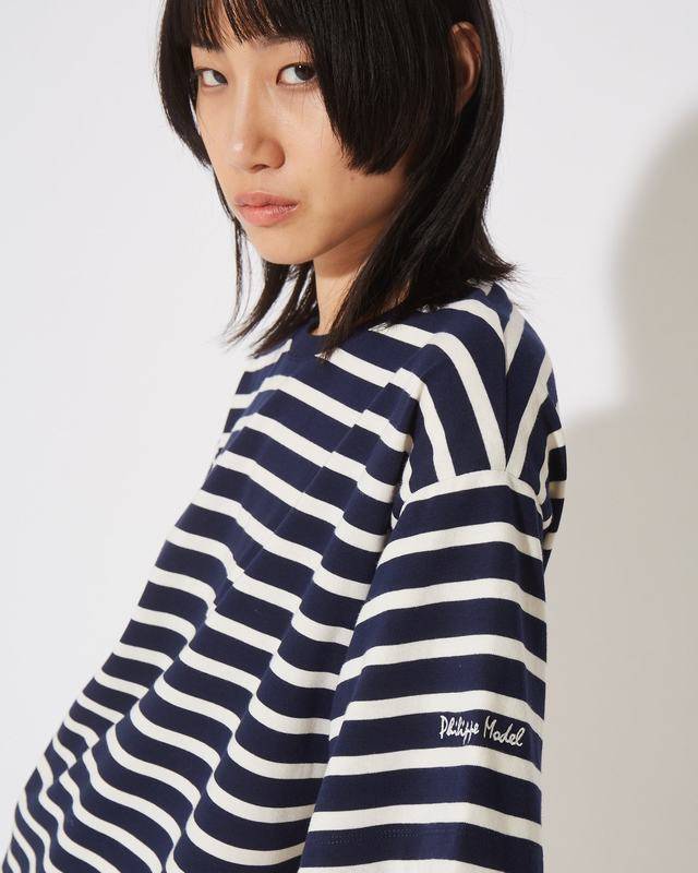 Philippe Model T-Shirt Monique da Donna Blu in Cotone Offerta Pasqua