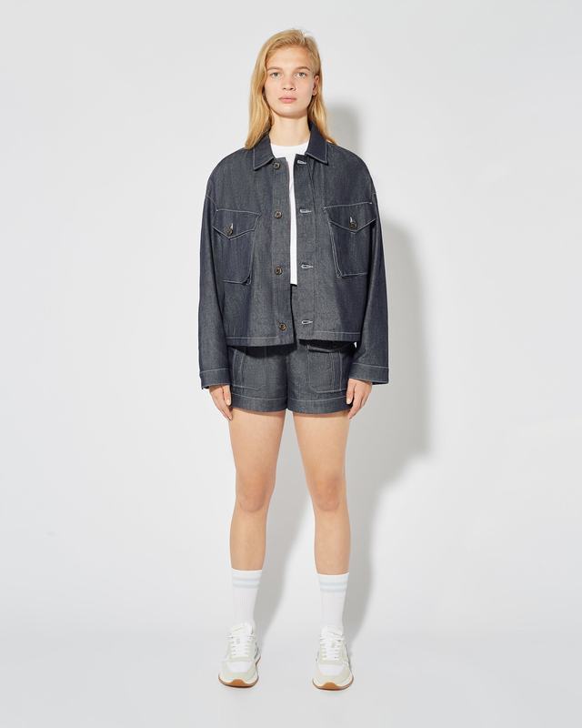 Philippe Model Jeans Bermuda Virginie da Donna Blu in Denim Offerta Anniversario