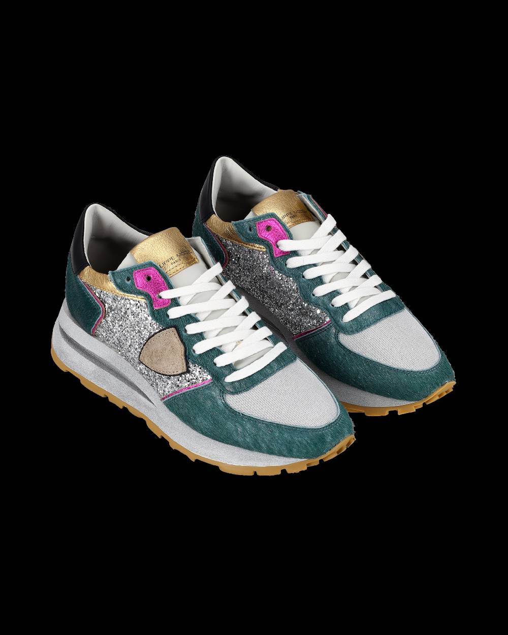 Philippe Model Sneaker basse Tropez Haute donna - verde e argento