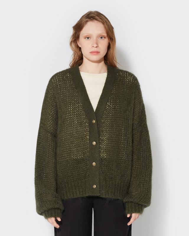 Philippe Model Cardigan Roxane da Donna Verde militare in Lana Mohair
