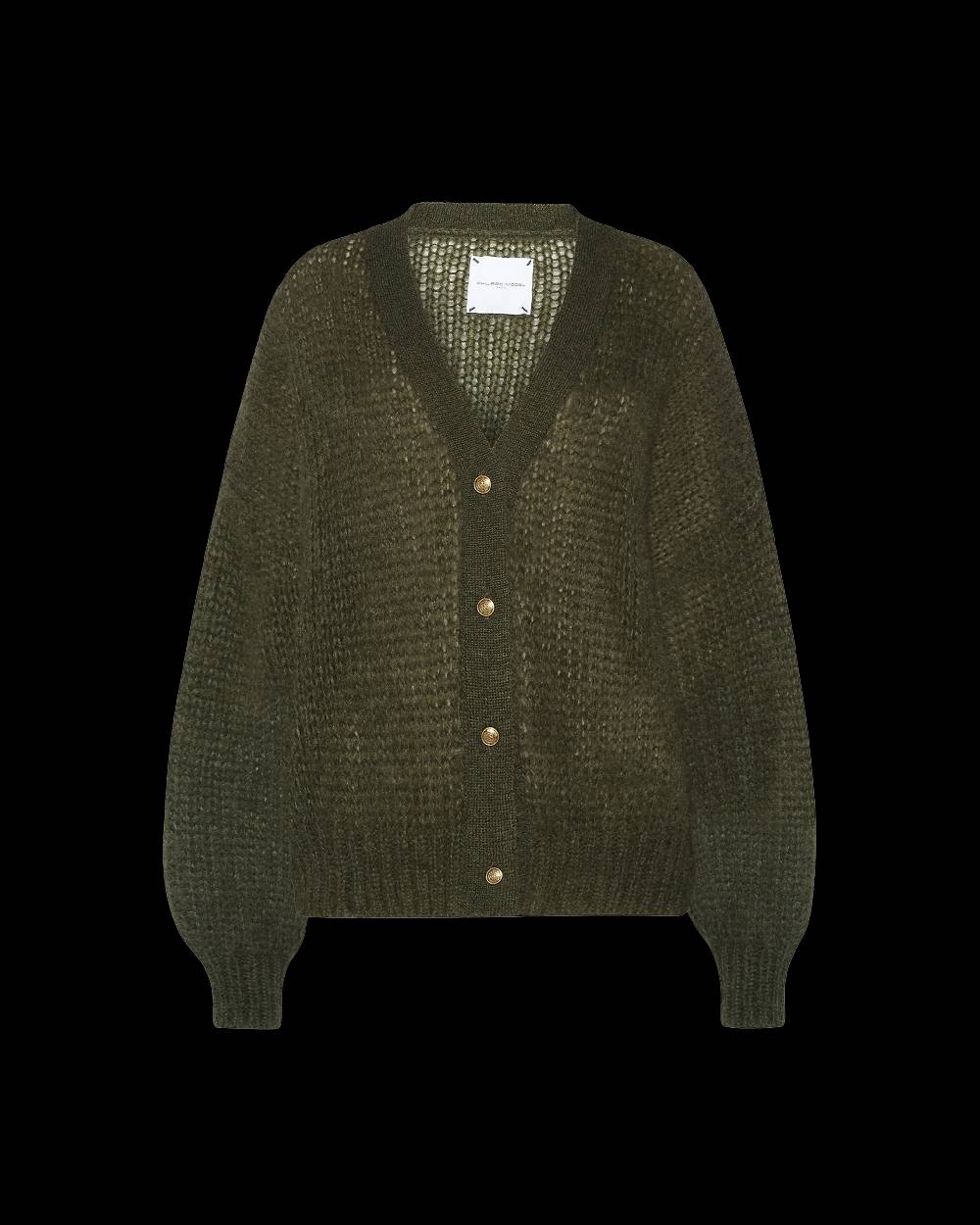 Philippe Model Cardigan Roxane da Donna Verde militare in Lana Mohair Ultimi due giorni