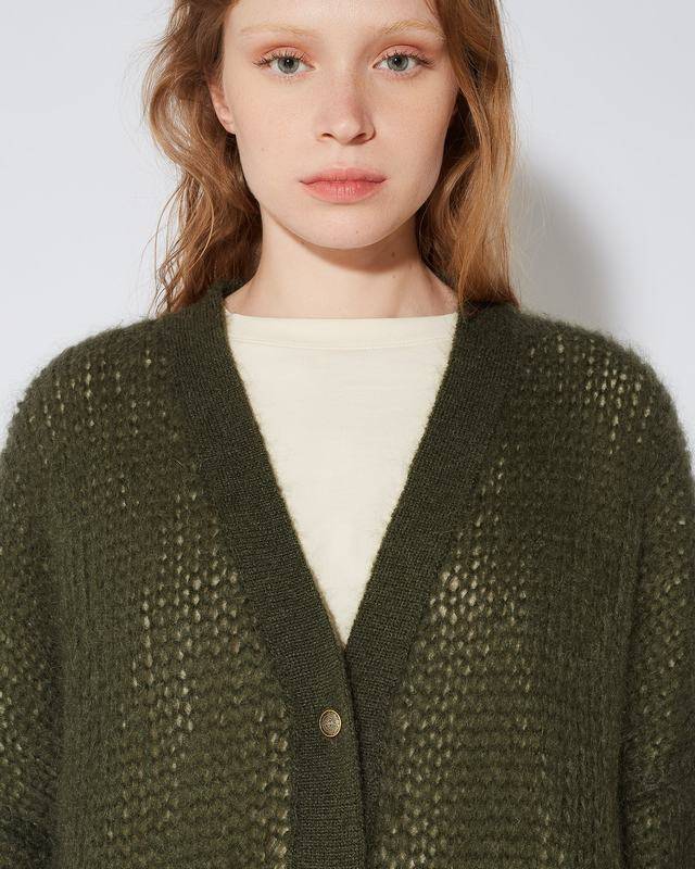 Philippe Model Cardigan Roxane da Donna Verde militare in Lana Mohair Ultimi due giorni
