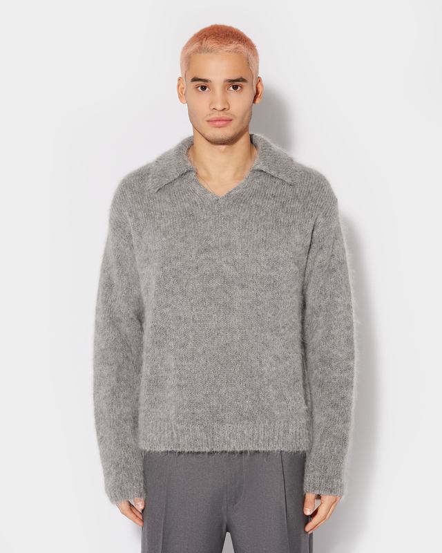 Philippe Model Maglione Polo Roger da Uomo Grigio chiaro in Lana Mohair
