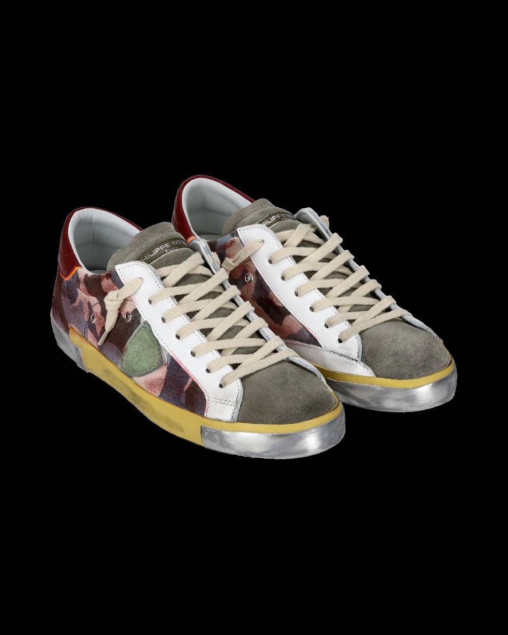 Philippe Model Sneaker casual Prsx da uomo in pelle stampata - Bordeaux e verde