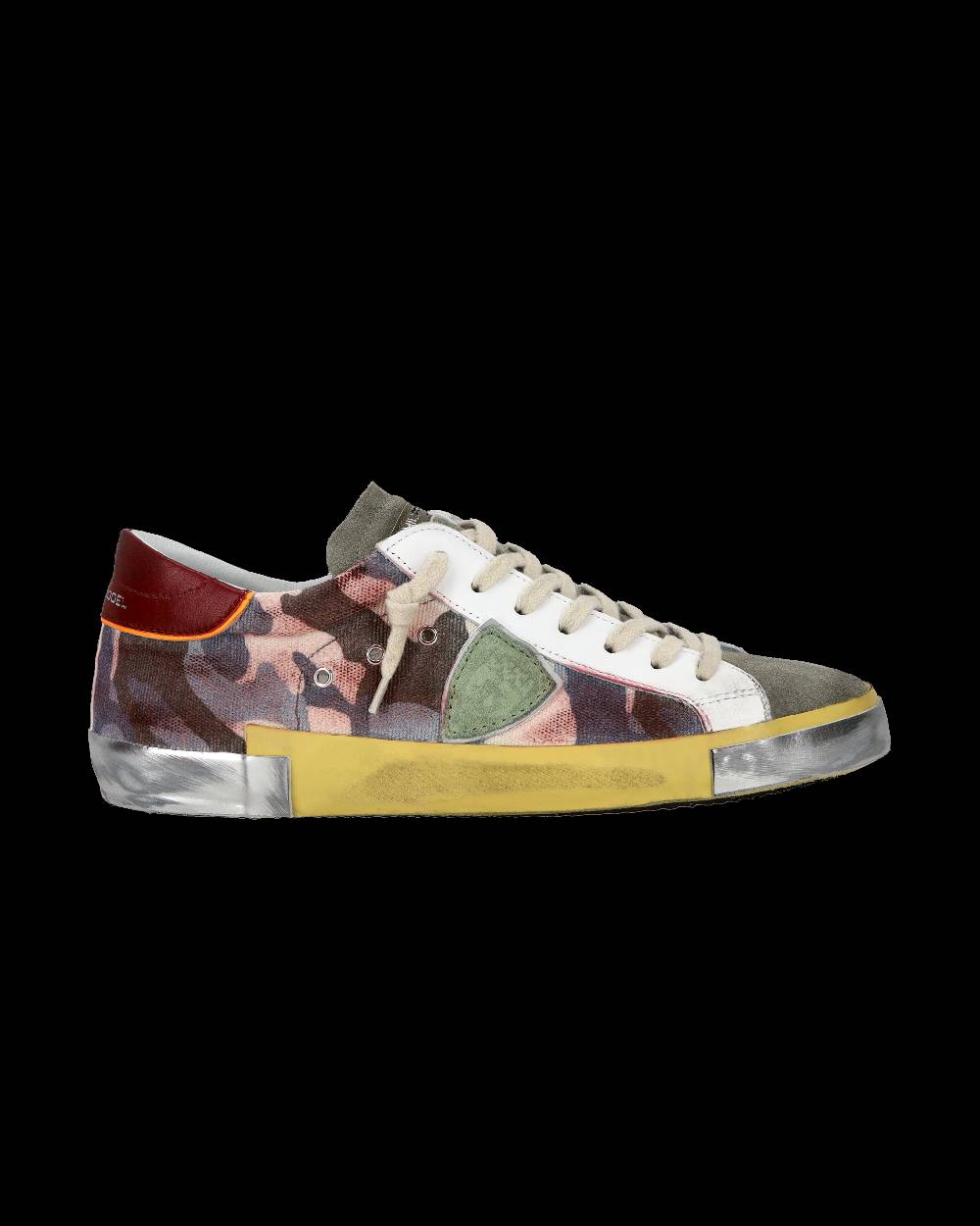 Philippe Model Sneaker casual Prsx da uomo in pelle stampata - Bordeaux e verde 2025