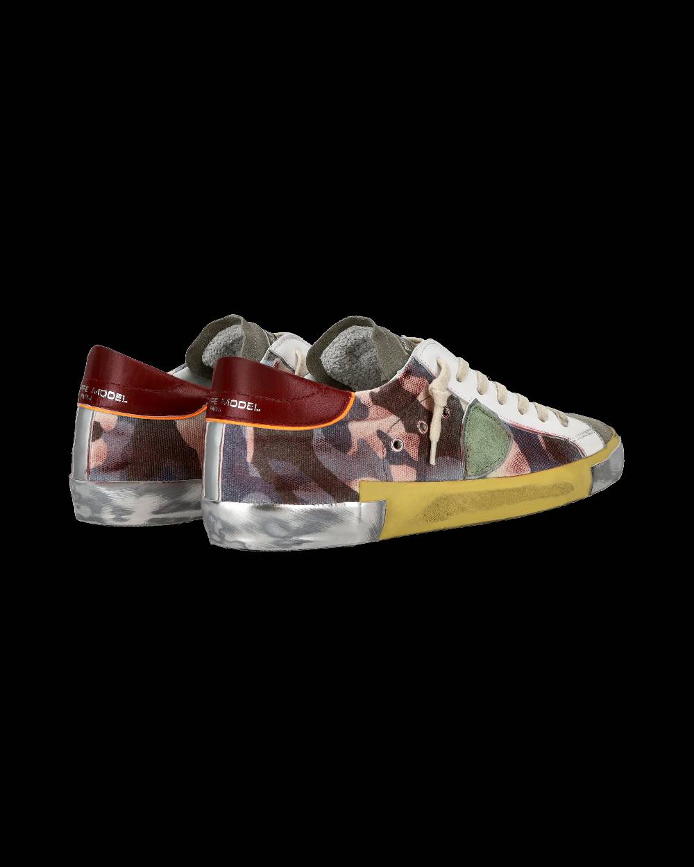 Philippe Model Sneaker casual Prsx da uomo in pelle stampata - Bordeaux e verde 2025