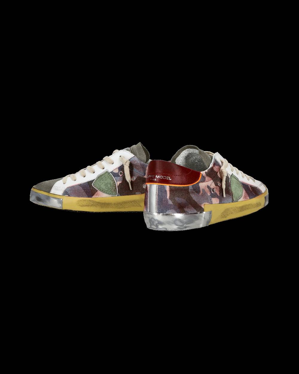 Philippe Model Sneaker casual Prsx da uomo in pelle stampata - Bordeaux e verde 2025