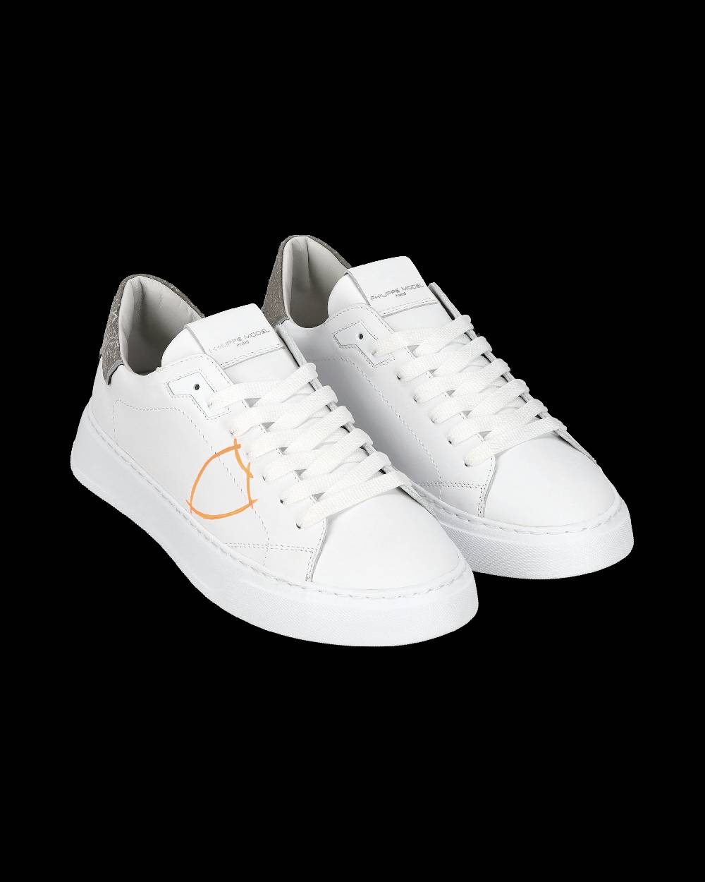 Philippe Model Sneaker casual Temple da uomo in pelle - Arancione e bianco Saldi