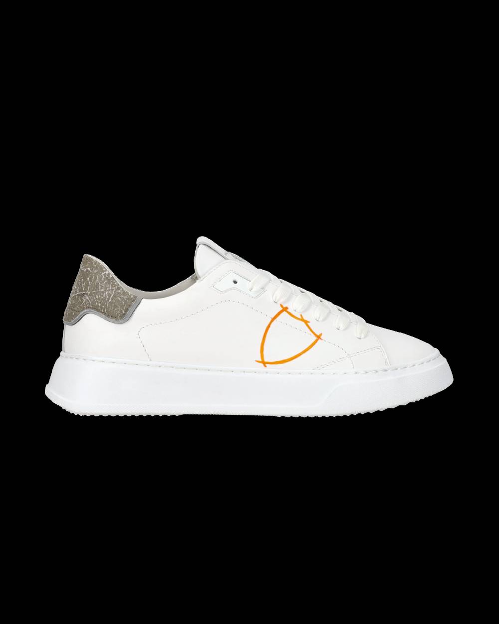 Philippe Model Sneaker casual Temple da uomo in pelle - Arancione e bianco Saldi