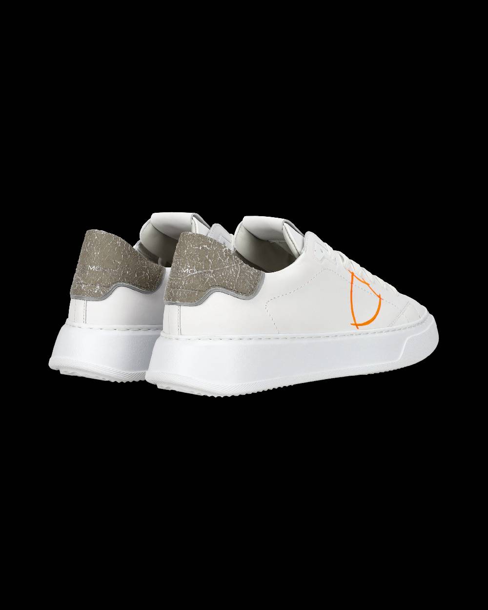 Philippe Model Sneaker casual Temple da uomo in pelle - Arancione e bianco Saldi