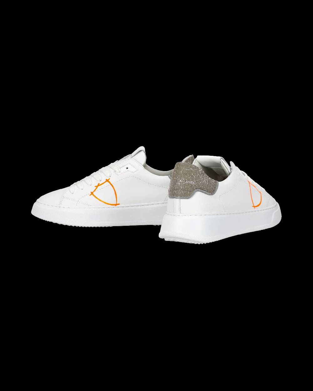 Philippe Model Sneaker casual Temple da uomo in pelle - Arancione e bianco Saldi