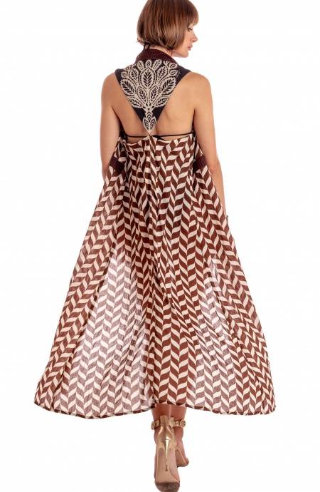 Pin Up Stars VESTITO GILET LUNGO STAMPA BEAUTIFUL TREE Prezzo Ridotto