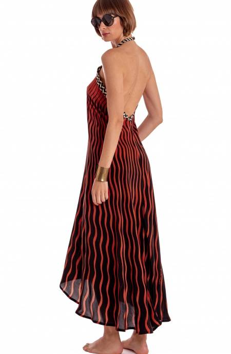 Pin Up Stars ABITO LUNGO ALLACCIATURA COLLO STAMPA TIGER SUN Sottocosto