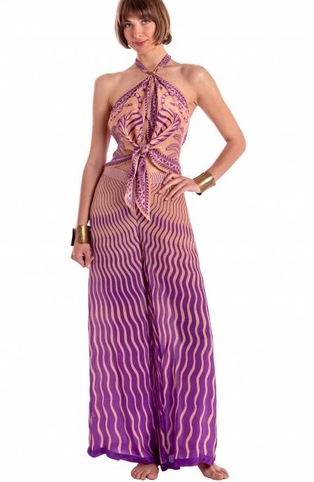 Pin Up Stars PANTALONE PALAZZO STAMPA TIGER SUN Economico