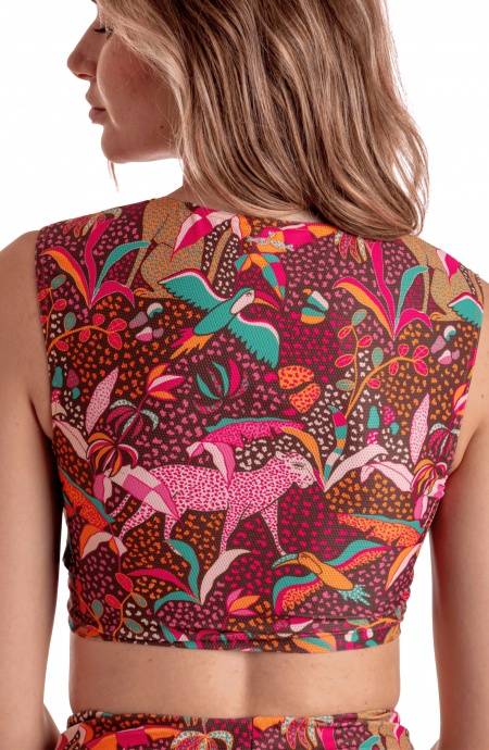 Pin Up Stars TOP INCROCIATO STAMPA TROPICAL Promozione