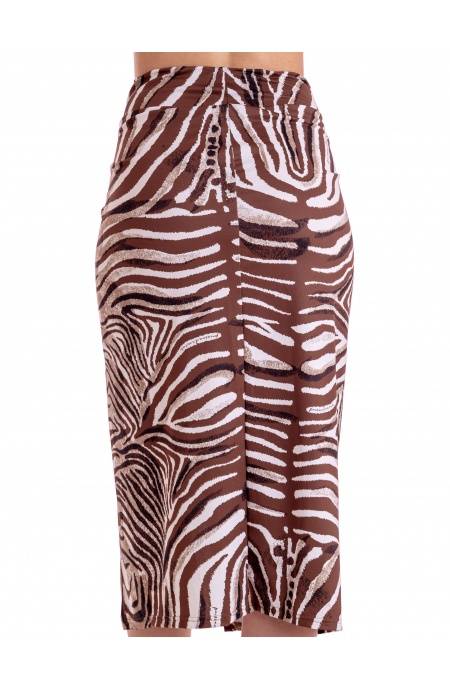 Pin Up Stars GONNA LONGUETTE CON SPACCO STAMPA ZEBRA Presa