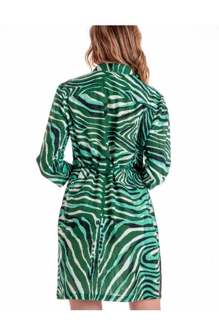 Pin Up Stars ABITO CHEMISIER CON CINTURA STAMPA ZEBRA Offerte