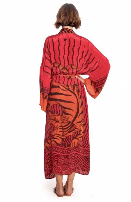 Pin Up Stars KIMONO LUNGO STAMPA TIGER SUN Moda