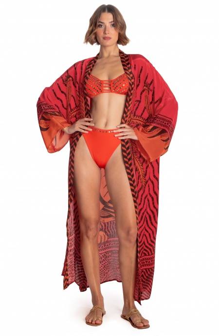 Pin Up Stars KIMONO LUNGO STAMPA TIGER SUN Moda