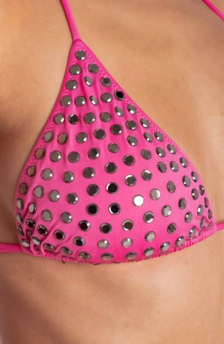 Pin Up Stars BIKINI TRIANGOLO IMBOTTITO CON CRISTALLI SPECCHIETTI Offerta