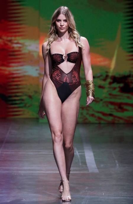 Pin Up Stars COSTUME DA BAGNO INTERO CON FASCIA IMBOTTITA E ACCESSORIO STAMPA TIGER SUN Vendita Economica