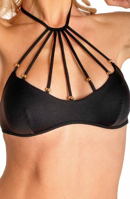 Pin Up Stars BIKINI BRASSIERE RAGGIO CON PERLE TINTA UNITA Vendite Flash