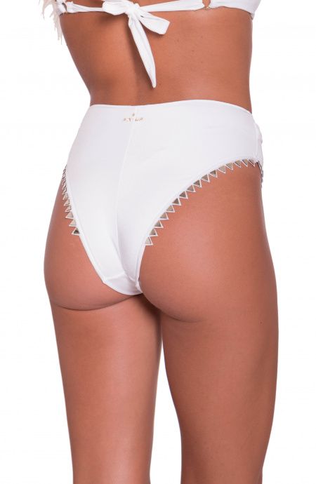 Pin Up Stars Slip Bikini A Vita Alta Tinta Unita Borchie Specchio A Punta Prezzo Ridotto