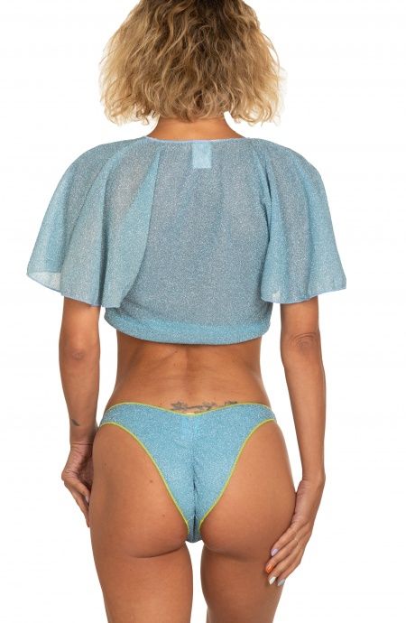 Pin Up Stars Crop Top Incrociato Tinta Unita Lurex Offerta