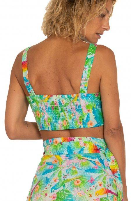 Pin Up Stars Top Con Spalline Stampa Happy Tropical Officina