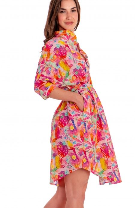 Pin Up Stars Chemisier Over In Cotone Stampa Happy Tropical Hotsell