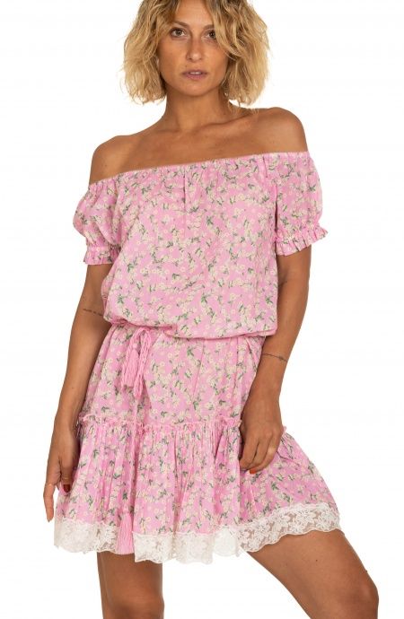 Pin Up Stars Abito Maniche A Palloncino Flower Print 2025