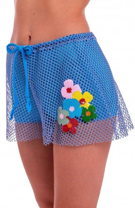 Pin Up Stars Short Rete Lurex Con Culotte Ricamo Fiori Paillettes Vendita
