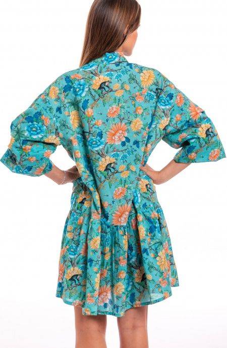 Pin Up Stars Abitino In Cotone Collo Camicia Stampa Monkey Promozione Limitata