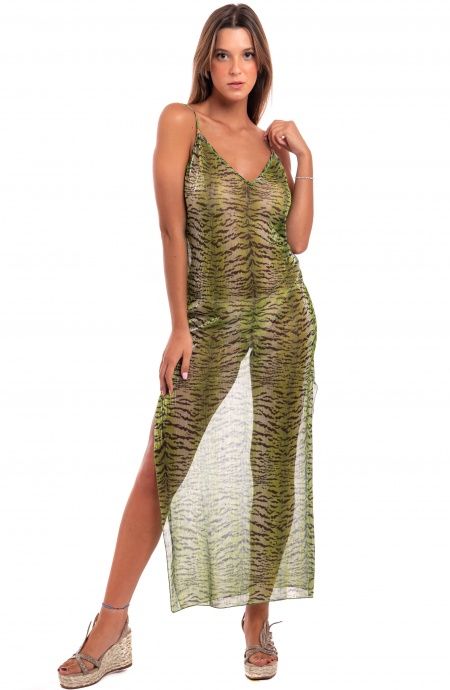 Pin Up Stars Abito Sottoveste Crepon Lamè Stampa Tigre Outlet