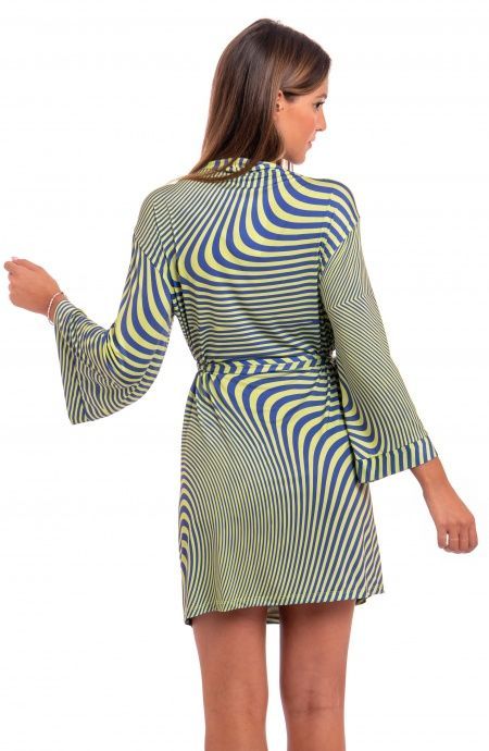 Pin Up Stars Vestito Aperto Jersey Stampa Optical Saldi