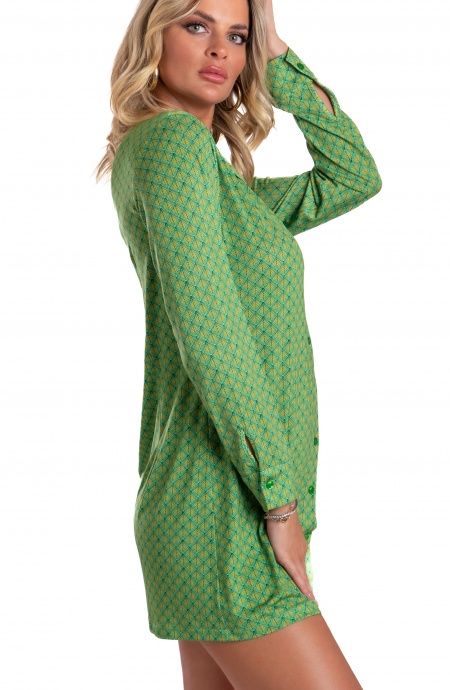 Pin Up Stars Chemisier in Jersey Stampa Squame Saldi Di Fabbrica