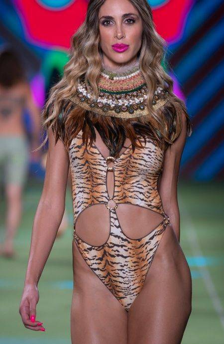 Pin Up Stars Costume Intero Con Anelle Stampa Tigre Vendita Calda