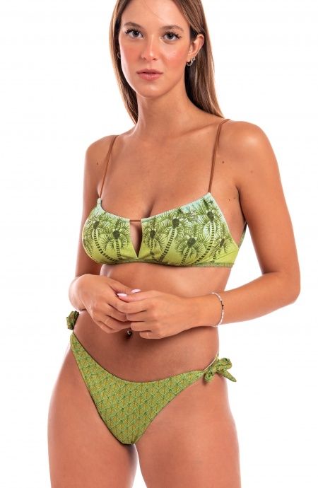 Pin Up Stars Bikini Fascia Regolabile Piquet Lurex Palm Paradise Vendite Flash