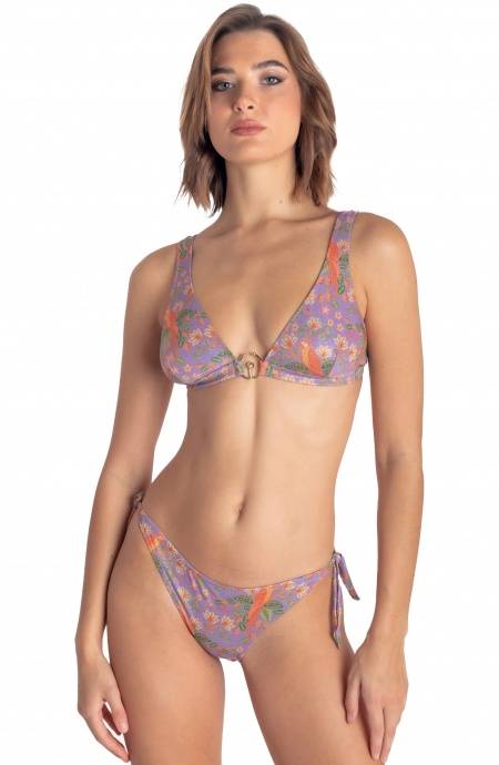 Pin Up Stars TOP BIKINI BRASSIERE CON ACCESSORIO STAMPA FLOWER BIRD Pezzi Unici