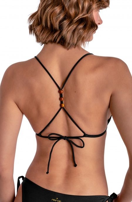 Pin Up Stars TOP BIKINI TRIANGOLO IMBOTTITO CON PERLE E CONCHIGLIE TINTA UNITA Vendita Calda