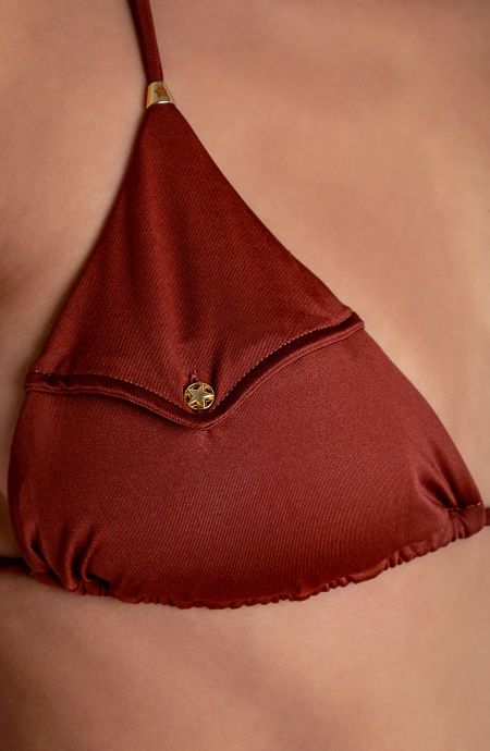 Pin Up Stars TOP BIKINI TRIANGOLO IMBOTTITO CON TASCHINO TINTA UNITA Saldi Di Fabbrica