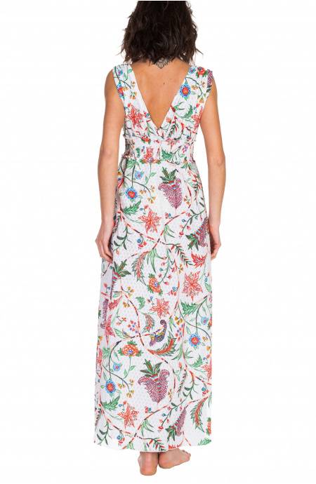 Pin Up Stars Long Dress Con Spacchi Stampa Camaleonte Qualità