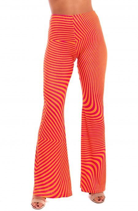 Pin Up Stars Pantalone a Zampa Jersey Stampa Optical Affare Del Giorno