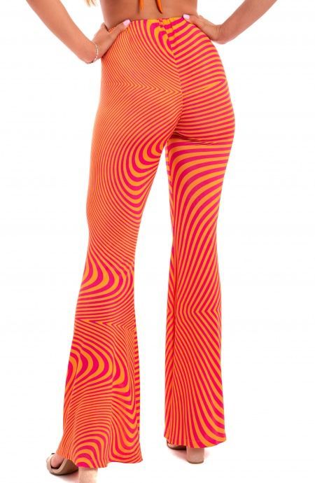 Pin Up Stars Pantalone a Zampa Jersey Stampa Optical Affare Del Giorno