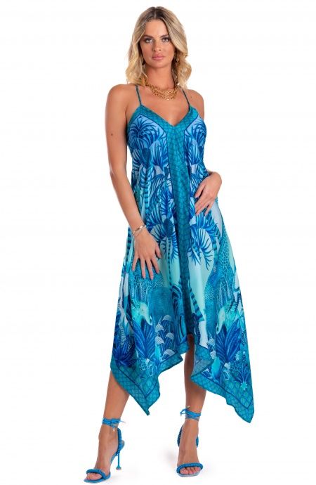 Pin Up Stars Abito Foulard Raso di Viscosa Palm Paradise Offerta